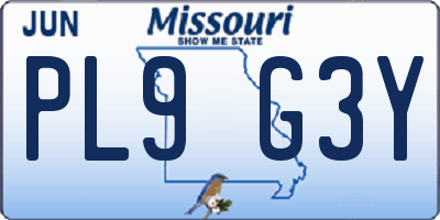 MO license plate PL9G3Y