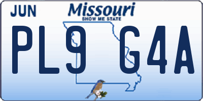 MO license plate PL9G4A