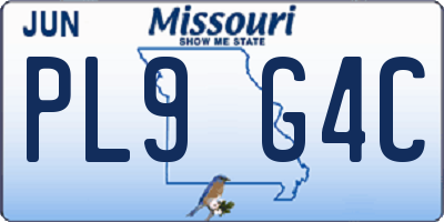 MO license plate PL9G4C