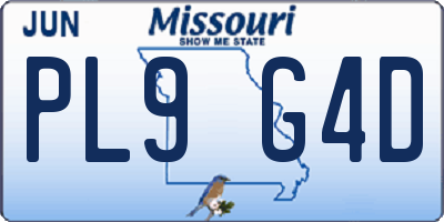 MO license plate PL9G4D