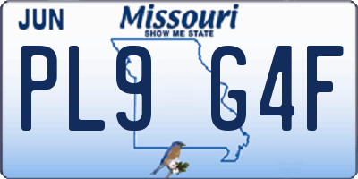 MO license plate PL9G4F