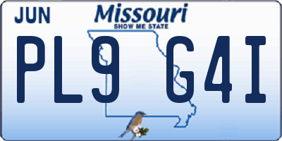 MO license plate PL9G4I