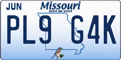 MO license plate PL9G4K