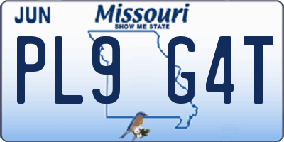 MO license plate PL9G4T