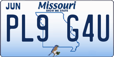 MO license plate PL9G4U