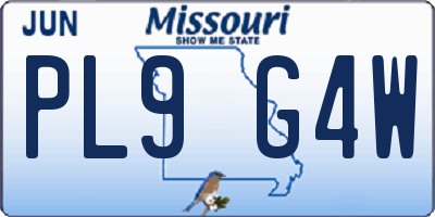 MO license plate PL9G4W
