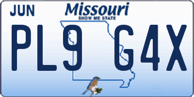 MO license plate PL9G4X
