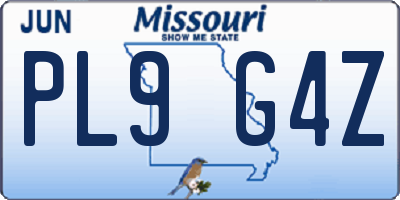 MO license plate PL9G4Z