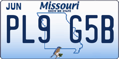 MO license plate PL9G5B