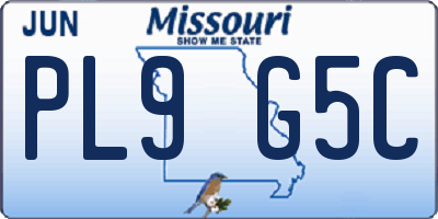 MO license plate PL9G5C