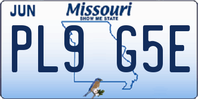 MO license plate PL9G5E