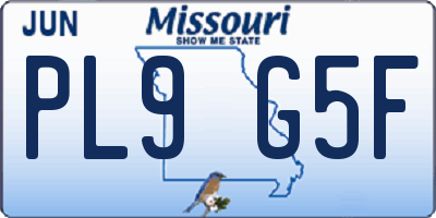 MO license plate PL9G5F
