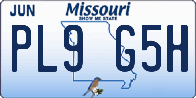 MO license plate PL9G5H