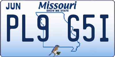 MO license plate PL9G5I