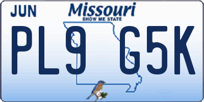 MO license plate PL9G5K