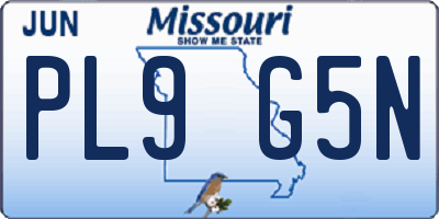 MO license plate PL9G5N