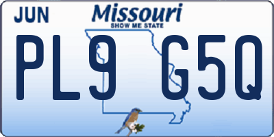MO license plate PL9G5Q