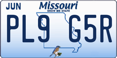 MO license plate PL9G5R