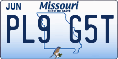 MO license plate PL9G5T