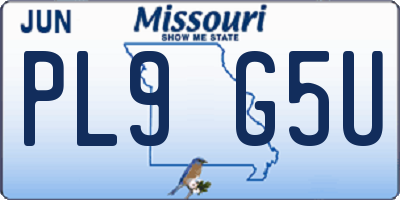 MO license plate PL9G5U
