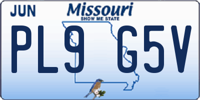 MO license plate PL9G5V