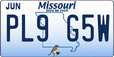 MO license plate PL9G5W