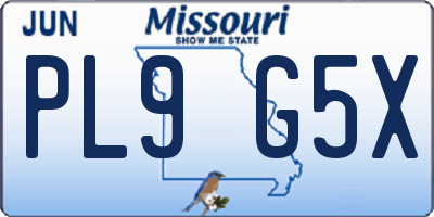 MO license plate PL9G5X
