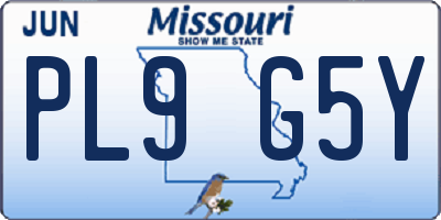 MO license plate PL9G5Y