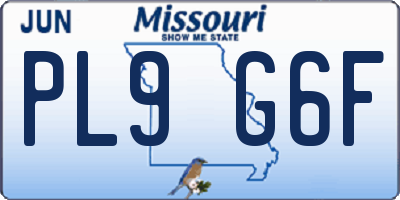 MO license plate PL9G6F