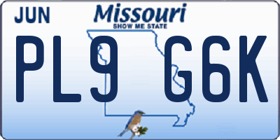 MO license plate PL9G6K