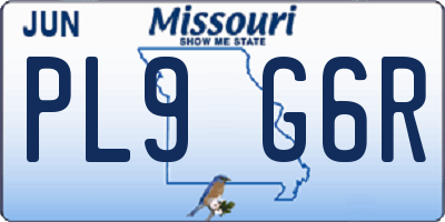 MO license plate PL9G6R