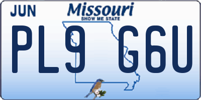 MO license plate PL9G6U