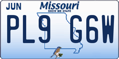 MO license plate PL9G6W
