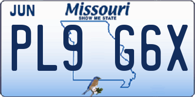 MO license plate PL9G6X