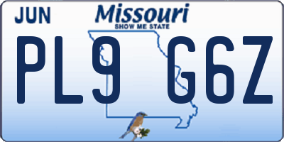MO license plate PL9G6Z