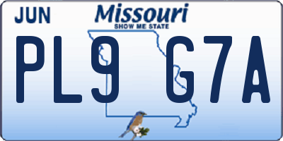 MO license plate PL9G7A