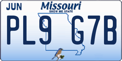 MO license plate PL9G7B
