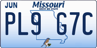 MO license plate PL9G7C
