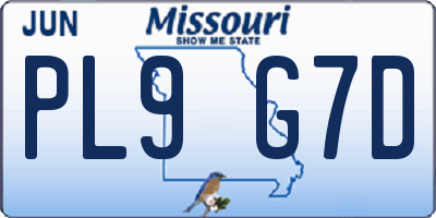 MO license plate PL9G7D