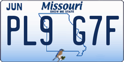 MO license plate PL9G7F
