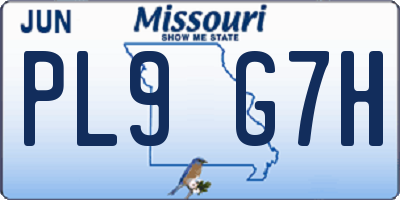 MO license plate PL9G7H