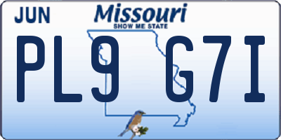 MO license plate PL9G7I