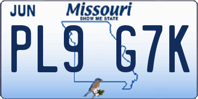 MO license plate PL9G7K