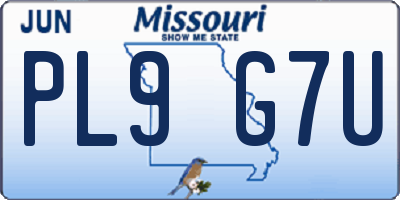 MO license plate PL9G7U