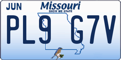 MO license plate PL9G7V