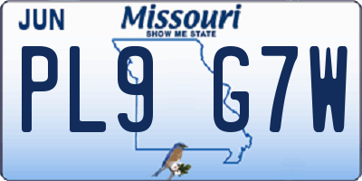 MO license plate PL9G7W