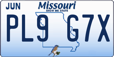 MO license plate PL9G7X