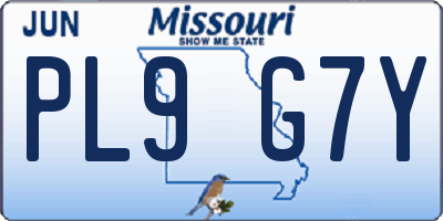 MO license plate PL9G7Y