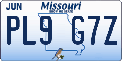 MO license plate PL9G7Z