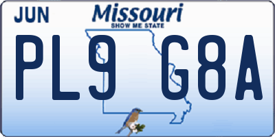 MO license plate PL9G8A